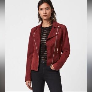 Women's Burgundy Moto Jacket